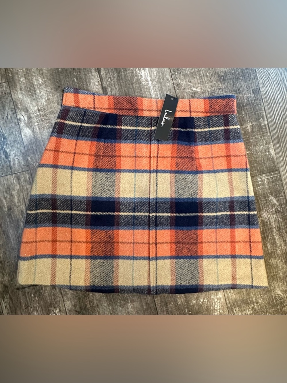 NWT Lulus Mad for Plaid Beige Plaid Mini Skirt Size Large